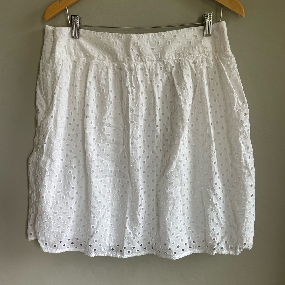 Talbots Elegant White Eyelet Skirt
